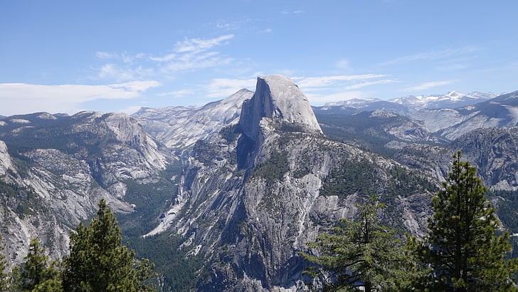 yosemite national park, national park, half dome, rock formation, california, united states, view, panorama, HD wallpaper