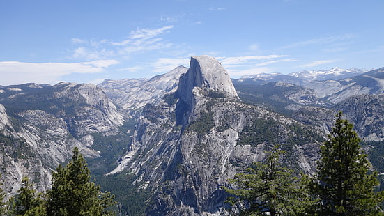 национален парк Йосемити, национален парк, половин купол, скално образувание, Калифорния, САЩ, изглед, панорама, HD тапет HD wallpaper