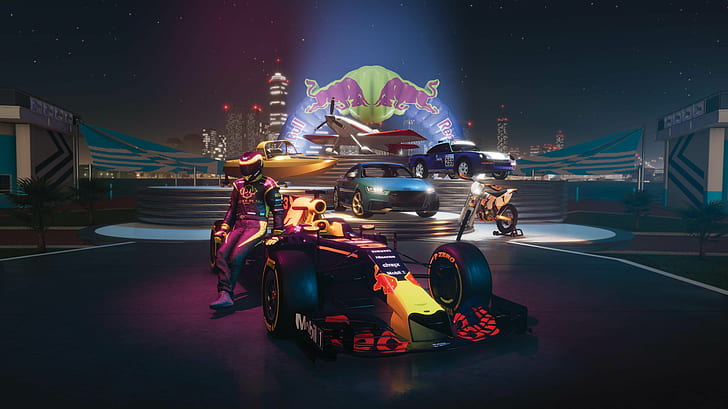 the crew 2, the crew, games, pc games, xbox games, ps games, 4k, hd, red bull, HD wallpaper