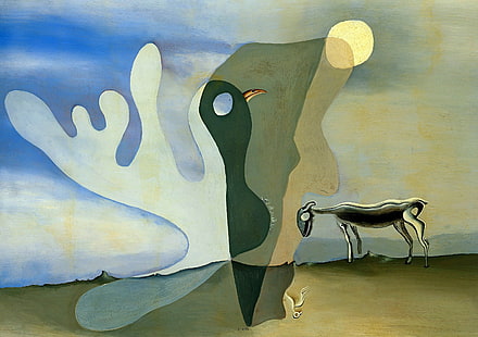 surrealizm, obraz, Salvador Dali, Ghostly Cow, Tapety HD HD wallpaper