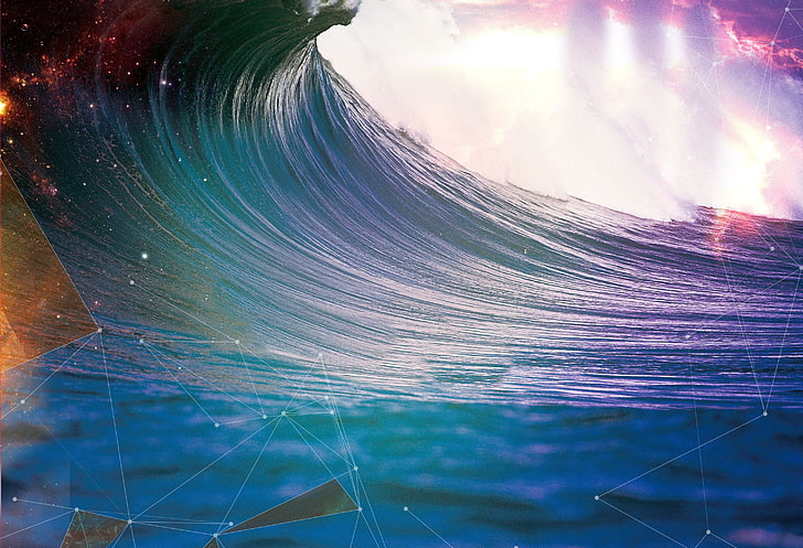 sea wave illustration, the ocean, wave, Abstraction, HD wallpaper
