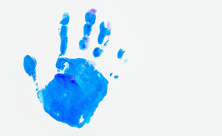 Handprint Background, blue handprint, Aero, White, Background, Minimalist, Handprint, Watercolor, white background, blue handprint, HD wallpaper