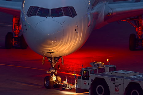 noc, lotnisko, samolot, Airbus, Tapety HD HD wallpaper