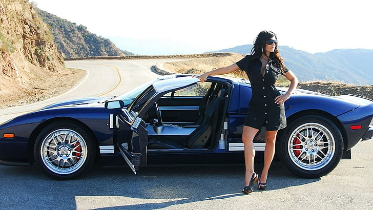Ford GT, car, Denise Milani, HD wallpaper