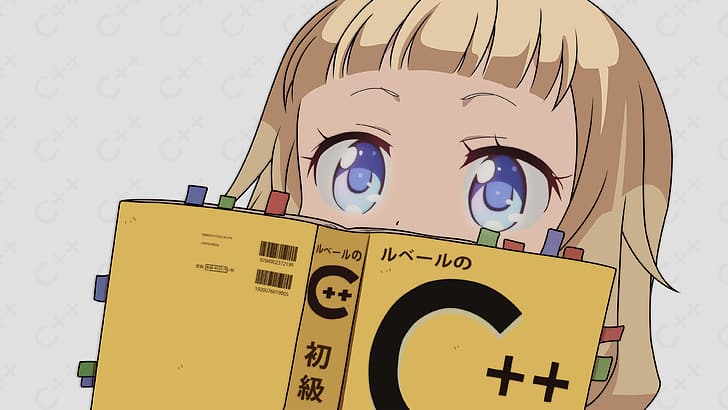 аниме, с ++, программирование, голубые глаза, обложка книги, HD обои