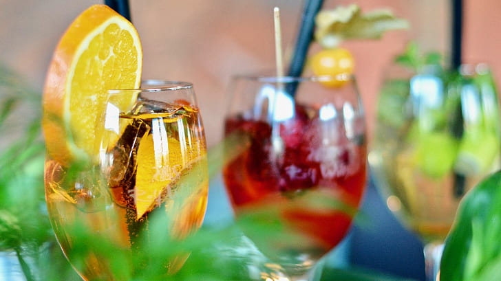 alcoholic, bar, beverage, blur, celebration, citrus, close up, cocktail, cold, cool, drink, focus, fresh, freshness, fruit, glass, ice, liquor, luxury, party, refreshing, refreshment, rum, tropical, HD wallpaper