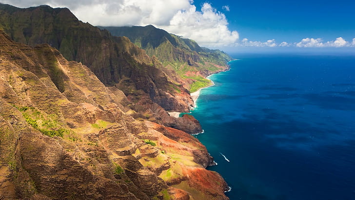 Coast, Hawaii, landscape, Na Pali Coast, sea, HD wallpaper