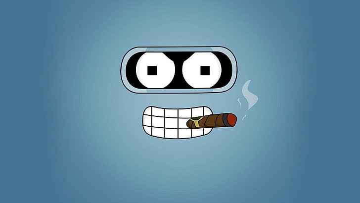 Futurama Bender wallpaper, Futurama, Bender, minimalism, smoking, TV, fictional characters, HD wallpaper