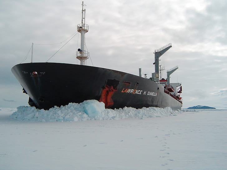 łódź, lód, Tapety HD