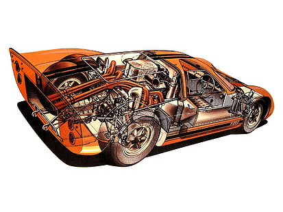 1967, cutaway, mesin, ford, GT40, interior, mkiv, balap, balap, supercar, Wallpaper HD HD wallpaper