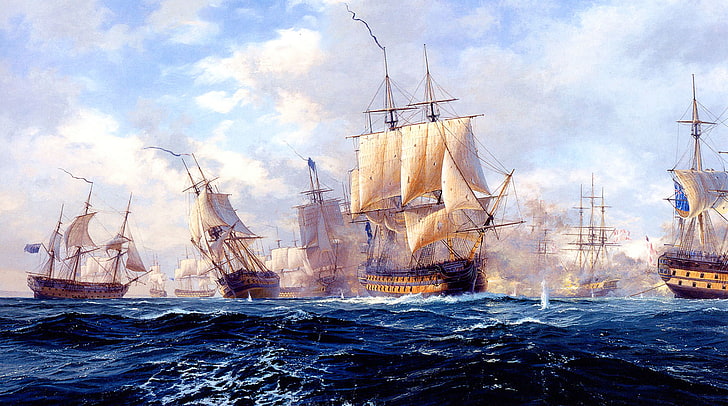 水の壁紙、海、波、空、雲、ヨット、船、写真、海の戦い、コペンハーゲンの帆船、 HDデスクトップの壁紙