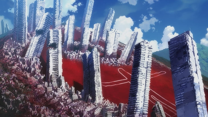 angel, anime, blood, city, Neon Genesis Evangelion, HD wallpaper
