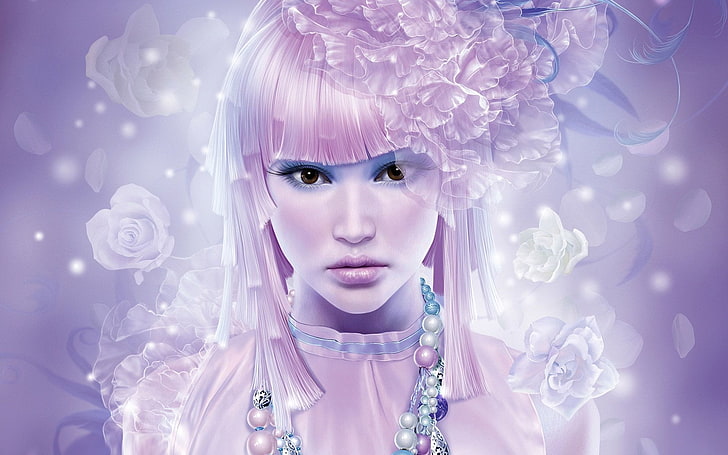 lila hår flicka illustration, Fantasy, kvinnor, Minaj, Nicki Minaj, rosa, HD tapet