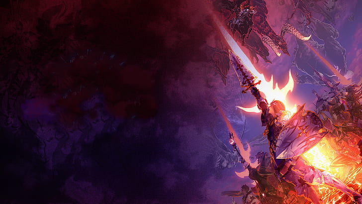 Final Fantasy XIV: A Realm Reborn, жени с мечове, HD тапет