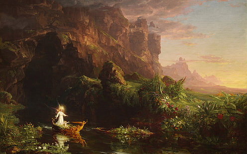 Thomas Cole, The Voyage of Life: Childhood, måleri, klassisk konst, HD tapet HD wallpaper