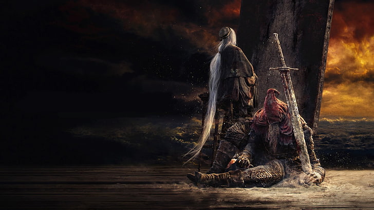 man holding sword painting, Dark Souls III, The Painter, Slave Knight Gael, Ashes of Ariandel, The Ringed City, Dark Souls, video games, HD wallpaper