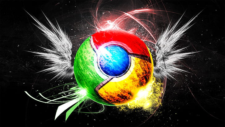 Logotipo de Google Chrome, creativo, alas, colorido, Google, Chrome, logotipo, creativo, alas, colorido, Fondo de pantalla HD