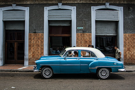 кола, стара, улица, класика, Куба, Хавана, HD тапет HD wallpaper