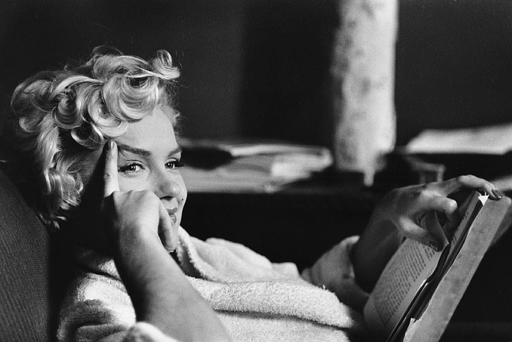 Marilyn Monroe, model tahun, aktris, berambut pirang, satu warna, Wallpaper HD