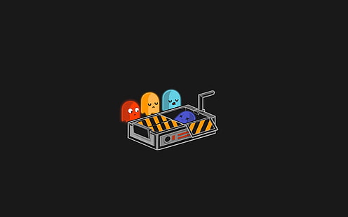 minimalizm, duchy, Pac-Man, Ghostbusters, humor, gry wideo, Tapety HD HD wallpaper