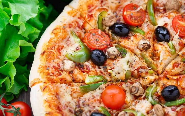 food, lunch, pizza, HD wallpaper
