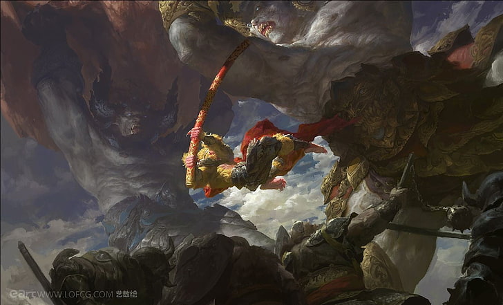 ภาพประกอบตัวละครอนิเมะหญิง, ยักษ์, Wukong, Sun Wukong, วอลล์เปเปอร์ HD