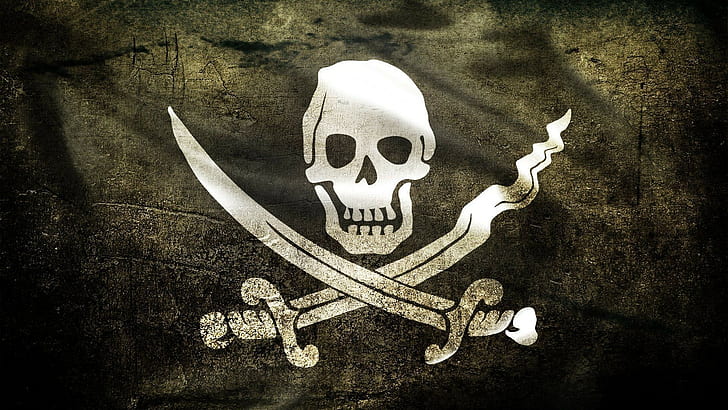 Jolly Roger, caveira e ossos, arte digital, caveira, piratas, HD papel de parede