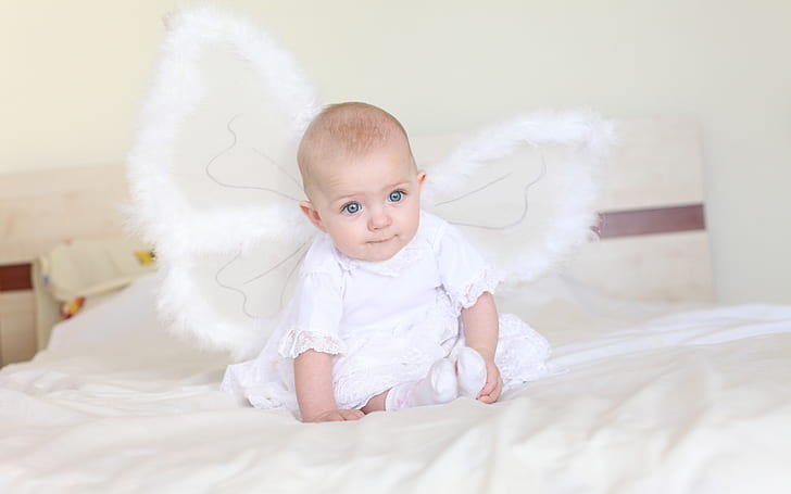 Kleiner Engel, weißes Engelskostüm des Babys, Baby, Kinder, Kinder, HD-Hintergrundbild