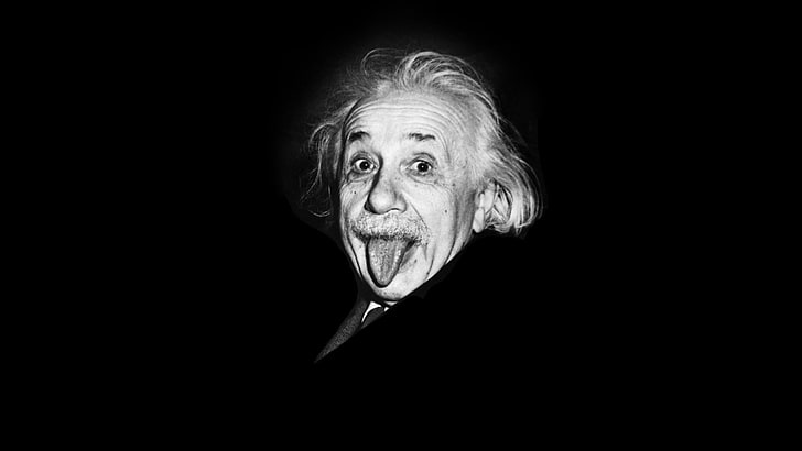 Albert Einstein a, langue, visage, fond, Albert Einstein, physicien, théoricien, scientifique, Fond d'écran HD