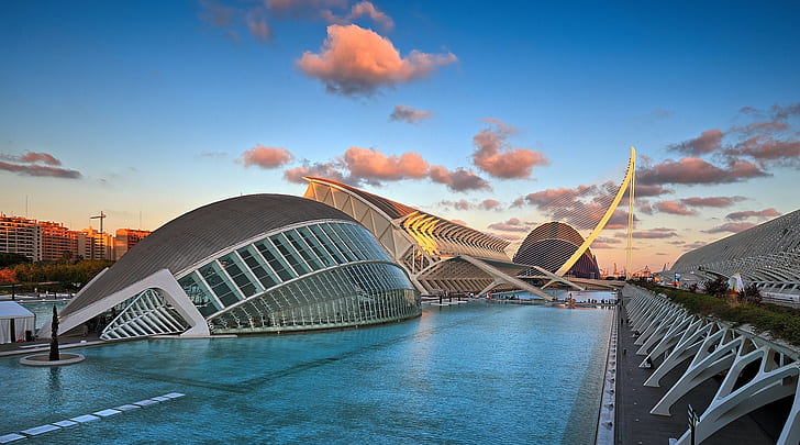 Espagne, Valence, le complexe architectural, La cité des arts et des sciences, Fond d'écran HD