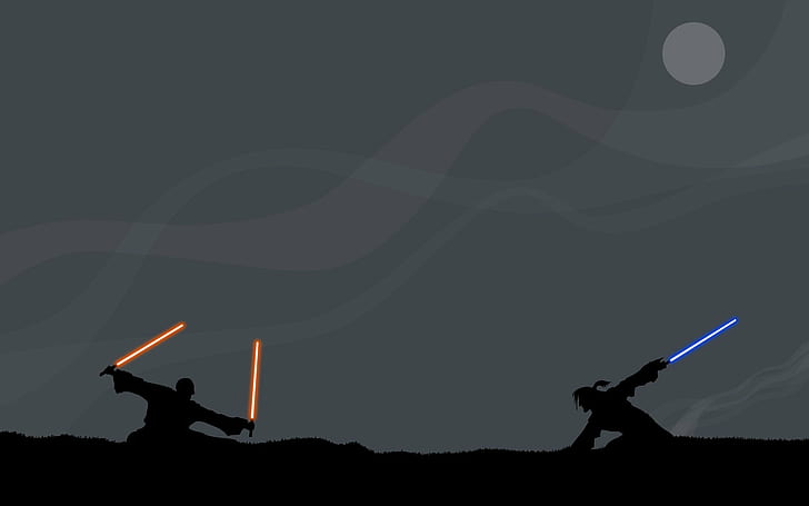 silhouette, battle, Jedi, Sith, HD wallpaper