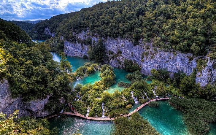 nature, landscape, river, Plitvice National Park, Plitvice Lakes National Park, waterfall, Croatia, HD wallpaper