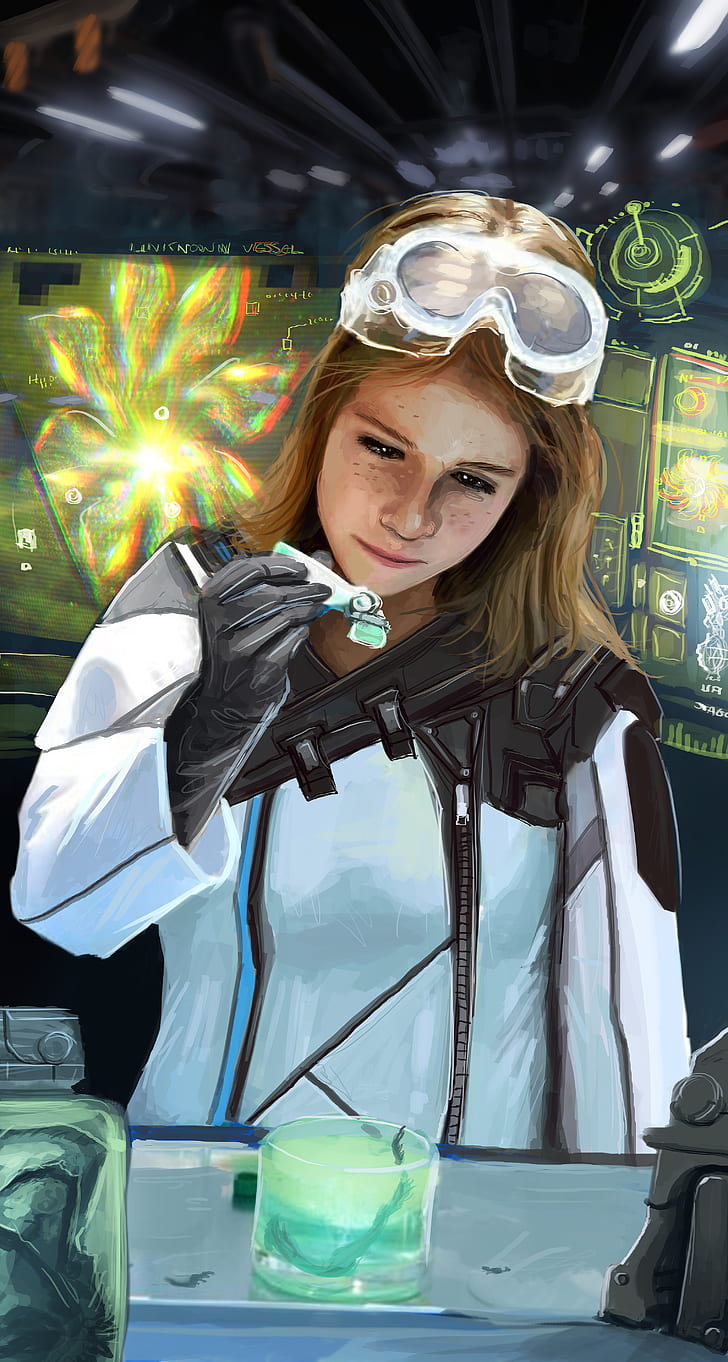 Kev-Art, Elite: Dangerous, Commander, imperial guard, women, scientists, Thargoids, laboratories, hologram, HD wallpaper