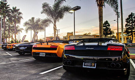 black Lamborgini sports car, Lamborghini, gallardo, murcielago, supercars, aventador, HD wallpaper HD wallpaper