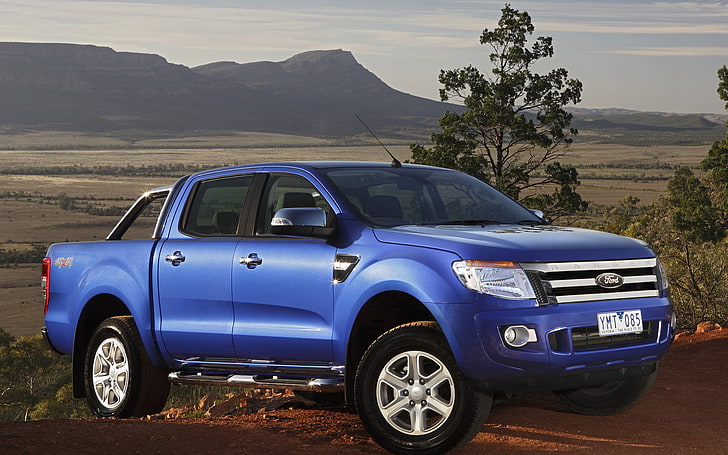2012 Ford Ranger Blue Car, blue Ford crew cab pickup truck, Cars, Ford, illusion wallpapers, blue, HD wallpaper