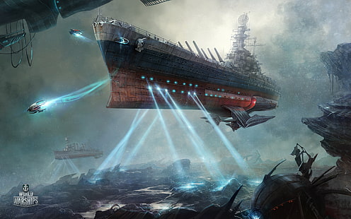 السفن الحربية ، عالم السفن الحربية ، Steampunk ، تحت الماء ، سفينة حربية، خلفية HD HD wallpaper