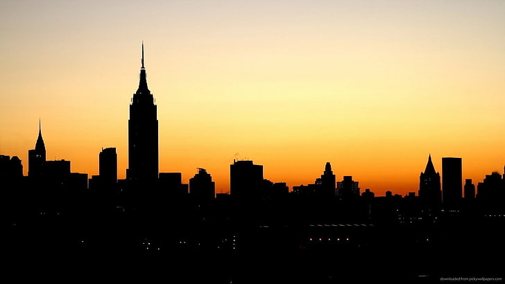 binaların, New York City'nin siluet fotoğrafı, HD masaüstü duvar kağıdı