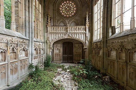 abandonné, architecture, église, France, architecture gothique, Fond d'écran HD HD wallpaper
