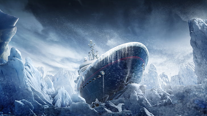 blue and white ship surrounded with icebergs digital wallpaper, Yacht, Tom Clancy's, Rainbow Six Siege, Operation Black Ice, 8K, HD wallpaper
