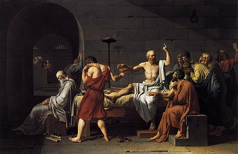 karya seni, Jacques Louis David, lukisan, Filsafat, Socrates, Wallpaper HD HD wallpaper