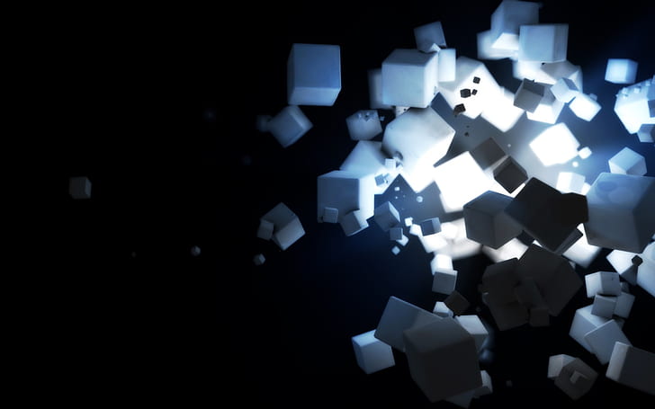 Black Box Abstract HD, cubo de hielo blanco, abstracto, digital / obra de arte, negro, caja, Fondo de pantalla HD
