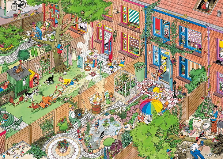 illustration of house and trees, Mad Magazine, artwork, HD wallpaper