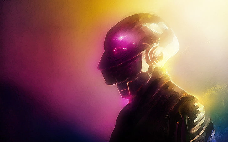person in black helmet and jacket poster, Daft Punk, HD wallpaper