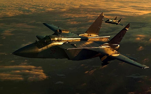 aereo, combattente, jet, mig, mig 31, militare, piano, russo, Sfondo HD HD wallpaper