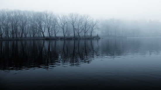 ужас жуткий ползучий монохромный озёра стройный 1920x1080 Nature Lakes HD Art, жуткий ужас, HD обои HD wallpaper
