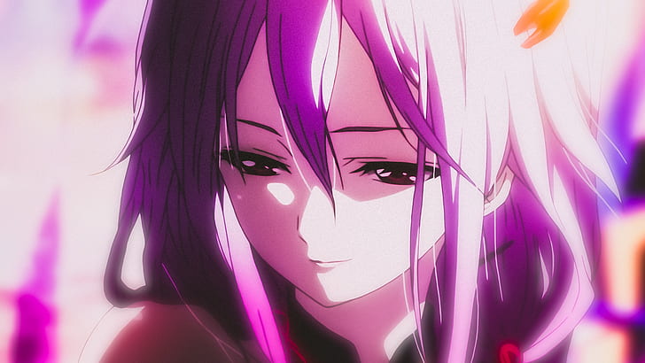 Anime, Guilty Crown, Inori Yuzuriha, фиолетовые волосы, красные глаза, HD обои