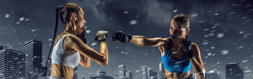 Filles de boxe, athlètes, combat, sports, affiche de deux femmes, Boxe, Filles, Athlètes, Combat, Sports, Fond d'écran HD HD wallpaper