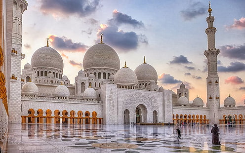 United Arab Emirates Sheikh Zayed Mosque In Abu Dhabi Desktop Wallpaper Hd For Your Computer 1920×1200, HD wallpaper HD wallpaper