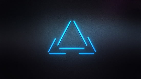 青い三角形のロゴ、三角形、デジタルアート、ミニマリズム、 HDデスクトップの壁紙 HD wallpaper