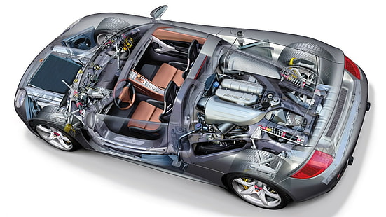 Porsche Carrera GT Cutaway HD, araba, porsche, gt, carrera, kesit, HD masaüstü duvar kağıdı HD wallpaper
